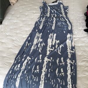 Maxi Periwinkle/blue and White Sleeveless Dress